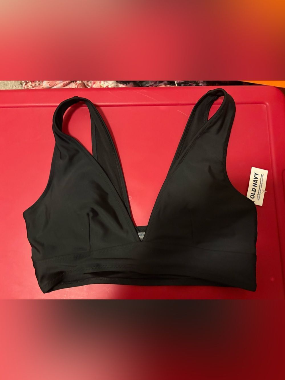 Old Navy Black V-Neck Bikini Top